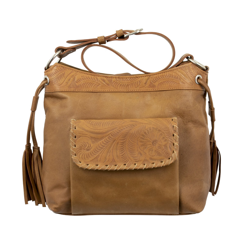 American West Waxed Leather Zip Top Shoulder Bag
