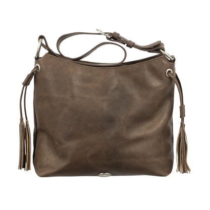 American West Waxed Leather Zip Top Shoulder Bag