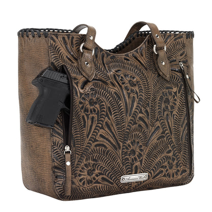 American West Annie's Secret Collection Large Zip Top Tote with Conceal Carry Pocket on Back