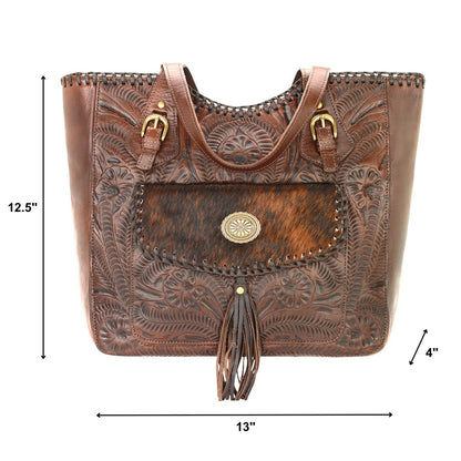 American West Annie's Secret Collection Large Zip Top Tote with Conceal Carry Pocket on Back