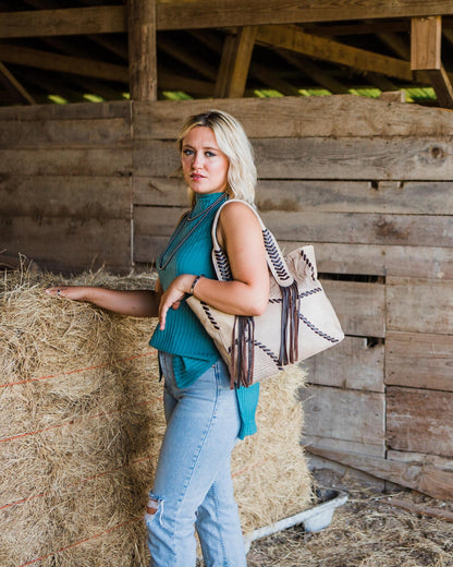 American West Gypsy Patch Large Zip Top Tote