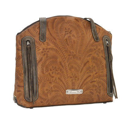American West Annie's Secret Collection Zip Top Half Moon Tote with Conceal Carry Pocket on Back