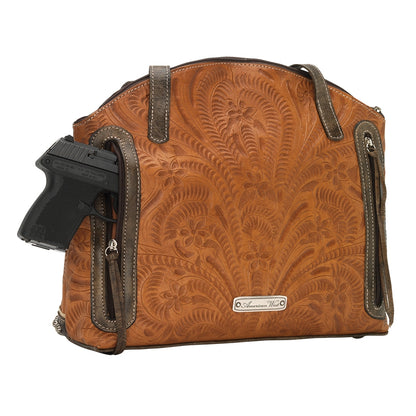 American West Annie's Secret Collection Zip Top Half Moon Tote with Conceal Carry Pocket on Back