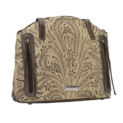 American West Annie's Secret Collection Zip Top Half Moon Tote with Conceal Carry Pocket on Back