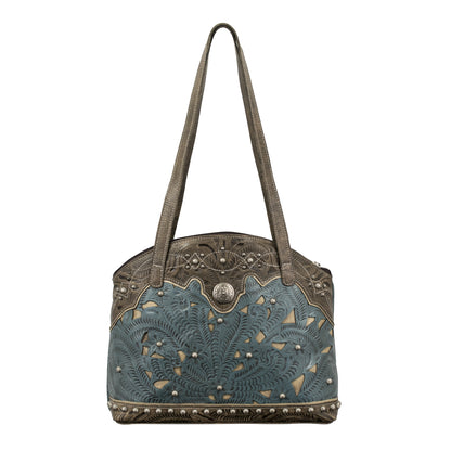 American West Annie's Secret Collection Zip Top Half Moon Tote with Conceal Carry Pocket on Back