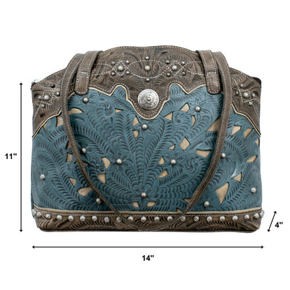 American West Annie's Secret Collection Zip Top Half Moon Tote with Conceal Carry Pocket on Back