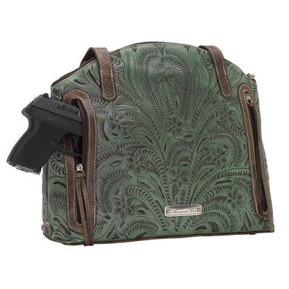 American West Annie's Secret Collection Zip Top Half Moon Tote with Conceal Carry Pocket on Back