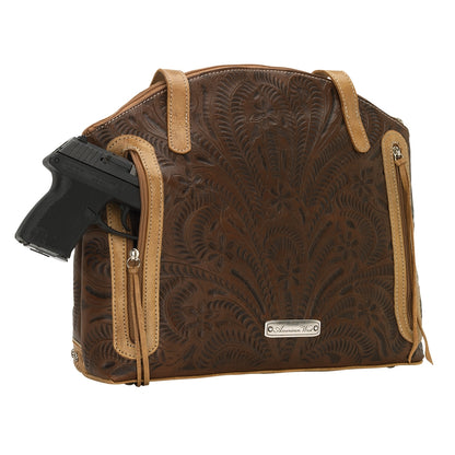 American West Annie's Secret Collection Zip Top Half Moon Tote with Conceal Carry Pocket on Back