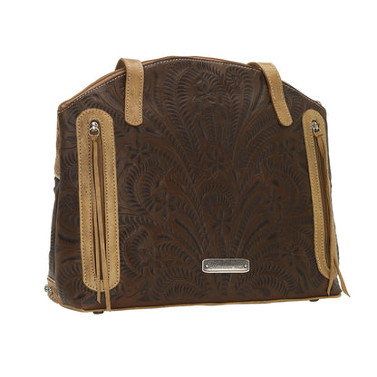 American West Annie's Secret Collection Zip Top Half Moon Tote with Conceal Carry Pocket on Back