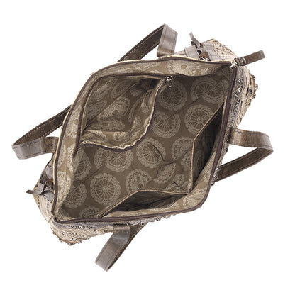 American West Annie's Secret Collection Zip Top Half Moon Tote with Conceal Carry Pocket on Back
