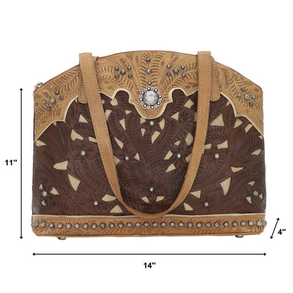 American West Annie's Secret Collection Zip Top Half Moon Tote with Conceal Carry Pocket on Back