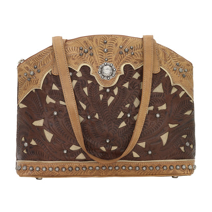 American West Annie's Secret Collection Zip Top Half Moon Tote with Conceal Carry Pocket on Back