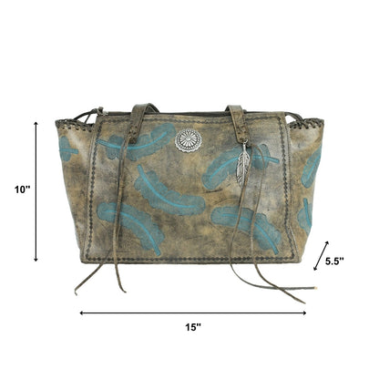 American West Sacred Bird Zip Top Tote with Conceal Carry Pocket on Back