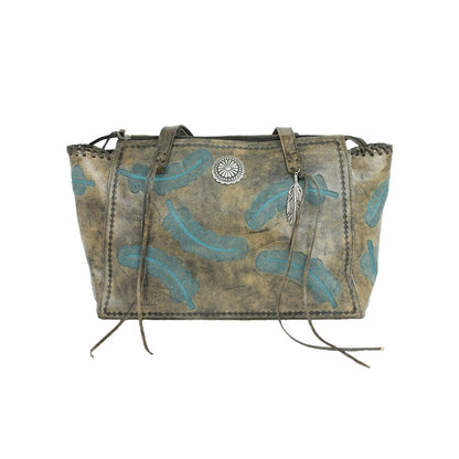 American West Sacred Bird Zip Top Tote with Conceal Carry Pocket on Back