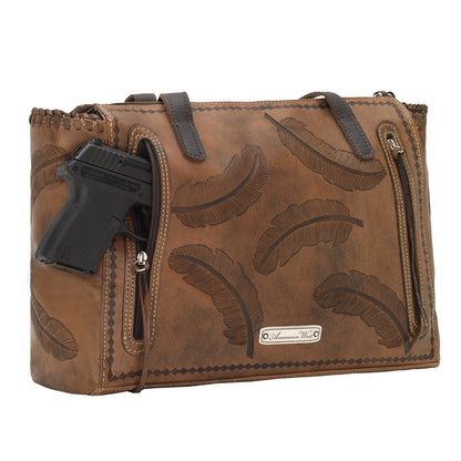 American West Sacred Bird Zip Top Tote with Conceal Carry Pocket on Back