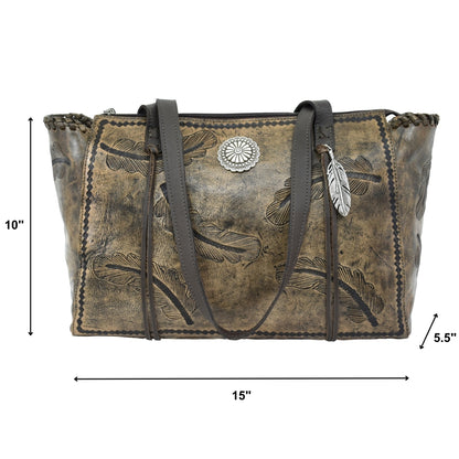 American West Sacred Bird Zip Top Tote with Conceal Carry Pocket on Back