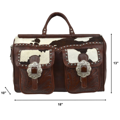 American West Cowtown Zip-Top Duffel Bag with Hair-On Hide