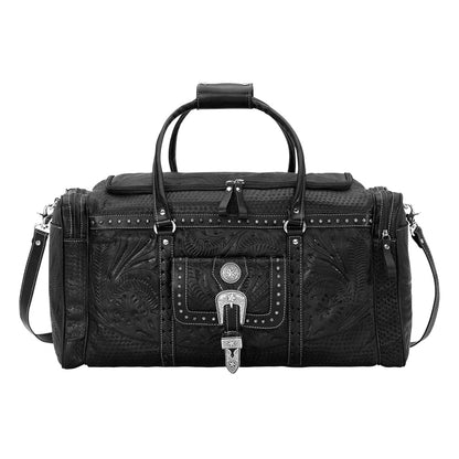 American West Classic Travel Zip Around Duffle Bag With Front Pouch And Side Zipper Pockets