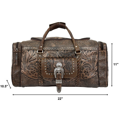 American West Classic Travel Zip Around Duffle Bag With Front Pouch And Side Zipper Pockets