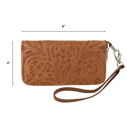 American West Ladies Zip-Around Wallet with Wrist Strap