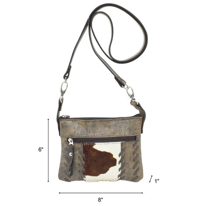 American West Cowtown Trail Rider Crossbody/Hip Bag with Hair-On Hide