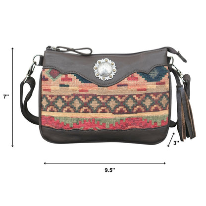 American West Santa Fe Woven Tapestry Multi-Compartment Crossbody