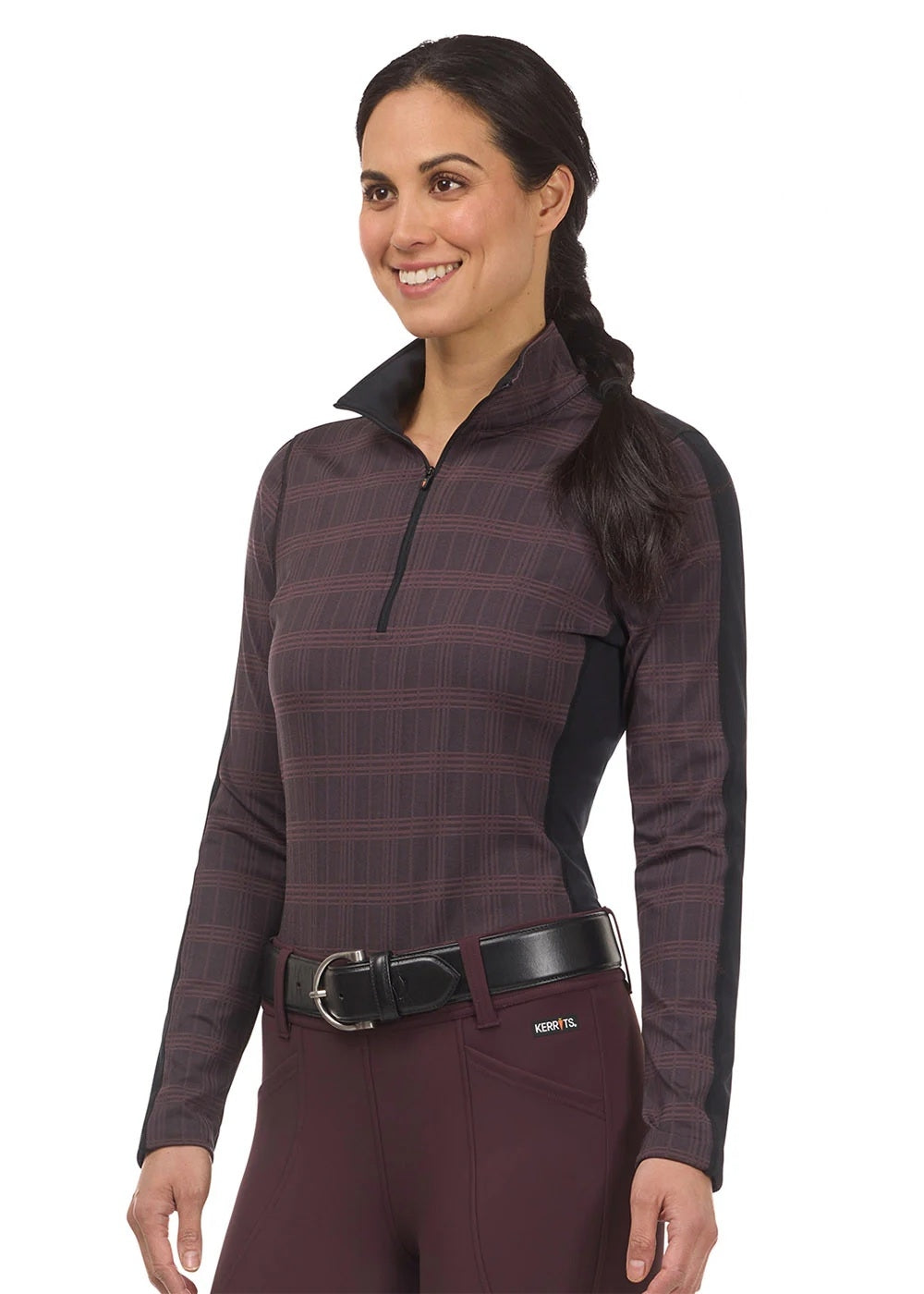Kerrits Stretch Plaid Quarter Zip Top