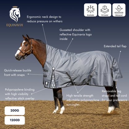 Equinavia Arktis Extended Neck Mid Weight Turnout Blanket 200g