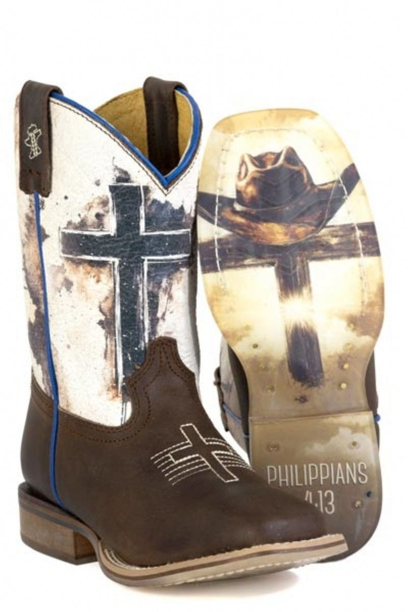 Tin Haul Little Kids Church Cross Square Toe Boots