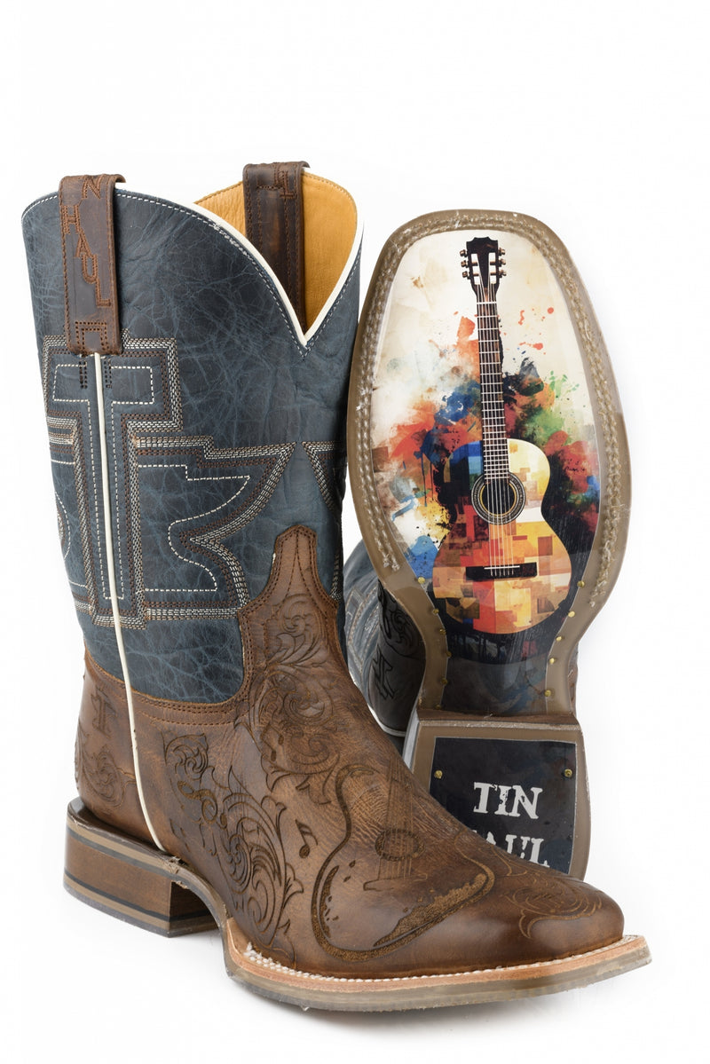 Tin Haul Mens Guitar Man Square Toe Boots