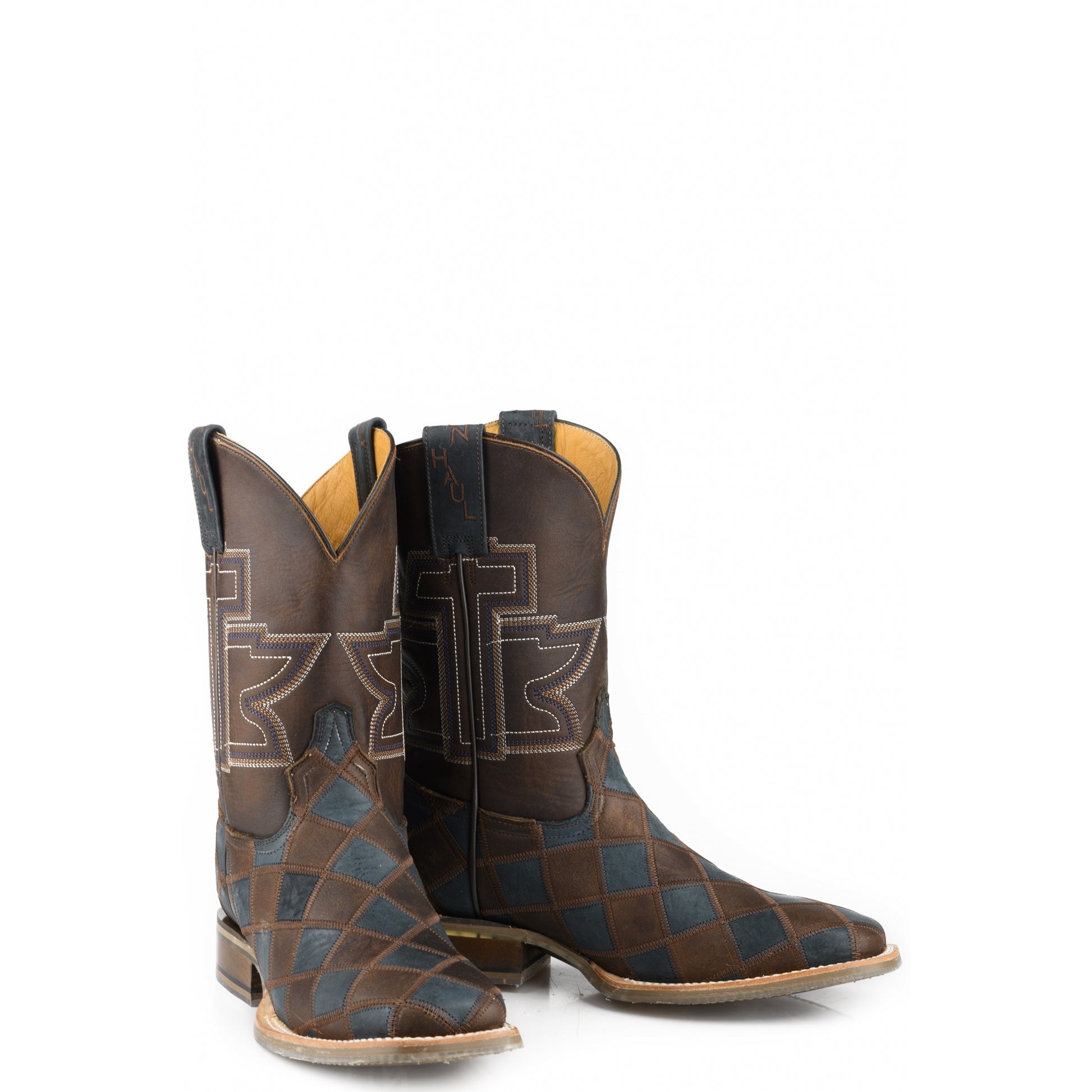 Tin Haul Mens Check Me Out Square Toe Boots
