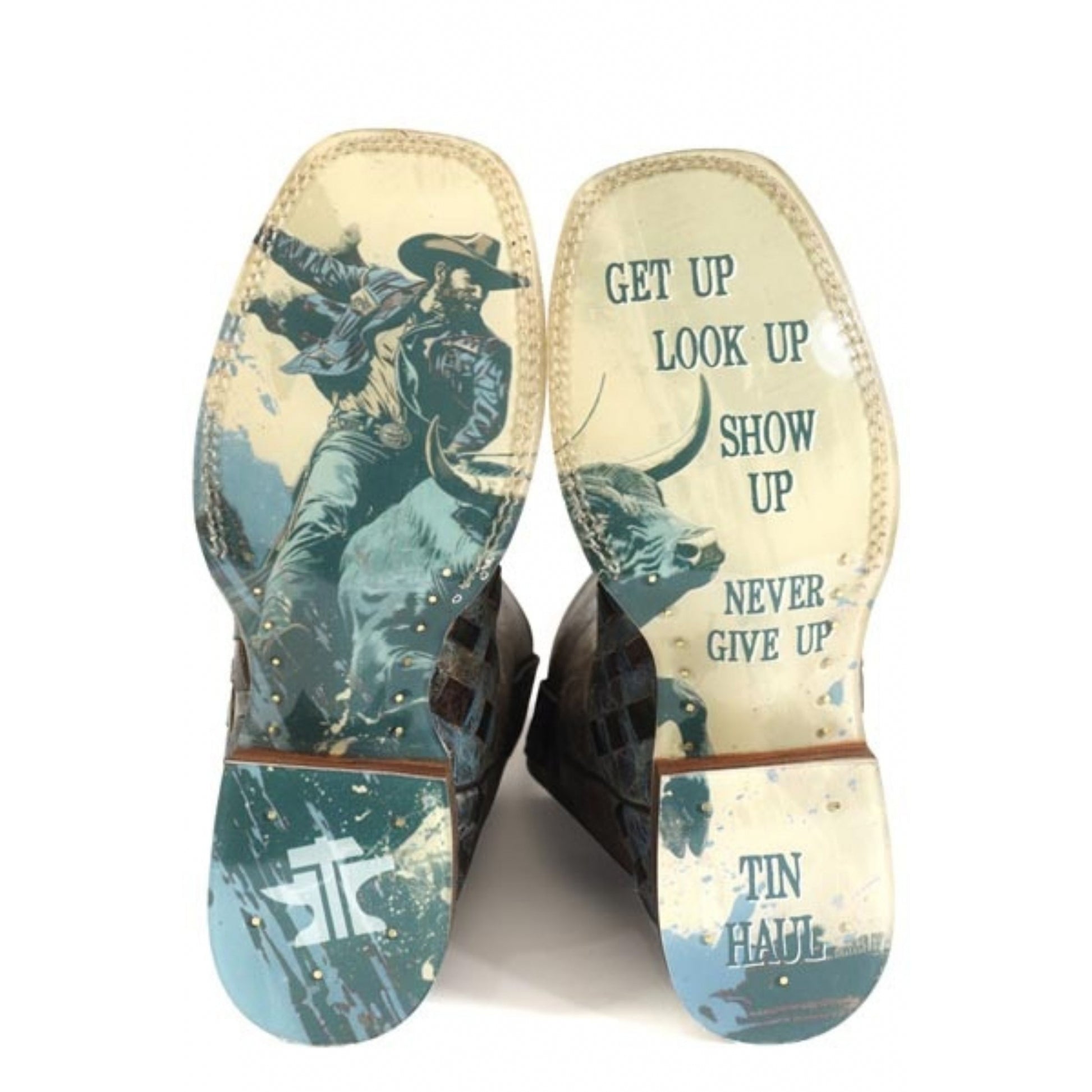 Tin Haul Mens Never Give Up Square Toe Boots