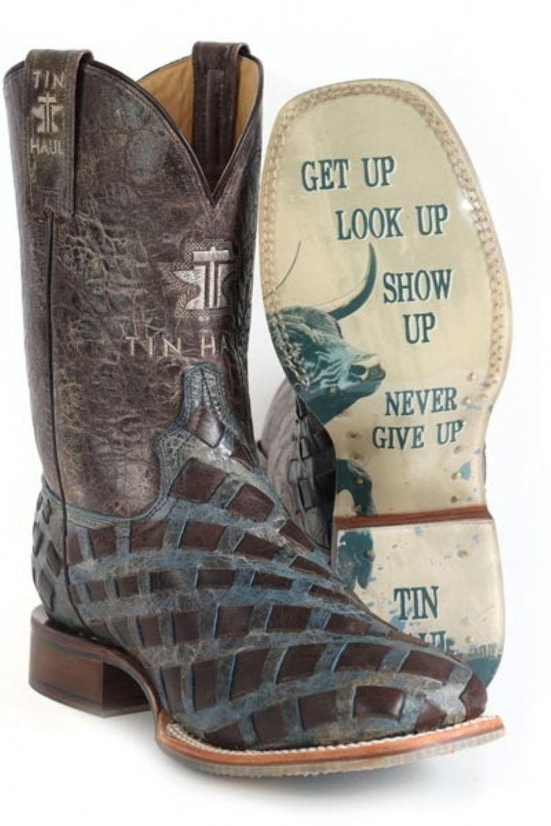 Tin Haul Mens Never Give Up Square Toe Boots