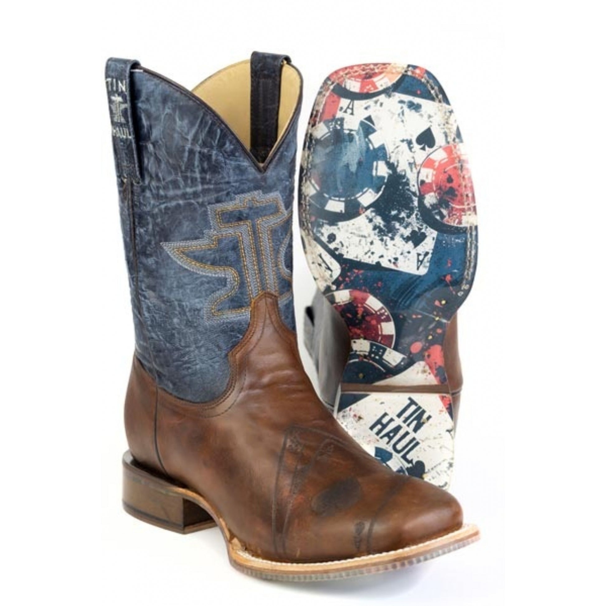 Tin Haul Mens Ace Of Spades Square Toe Boots