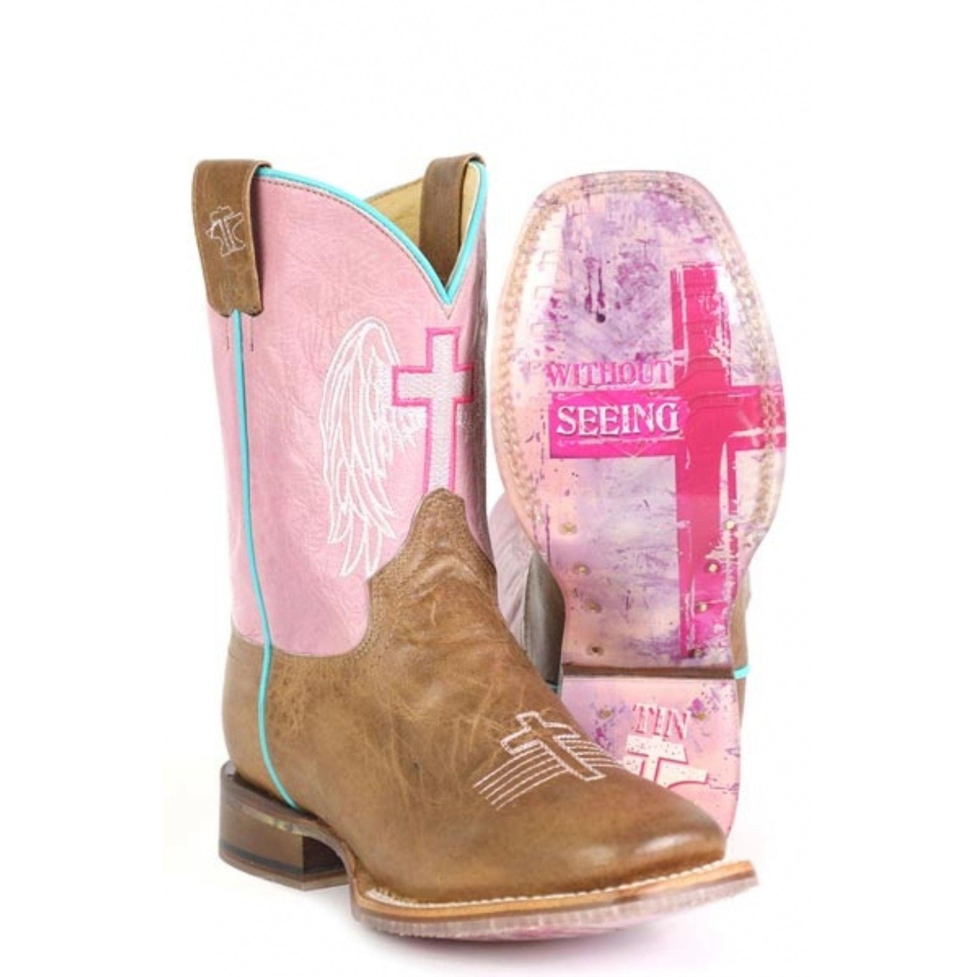 Tin Haul Big Kids Angel Wings Square Toe Bootss