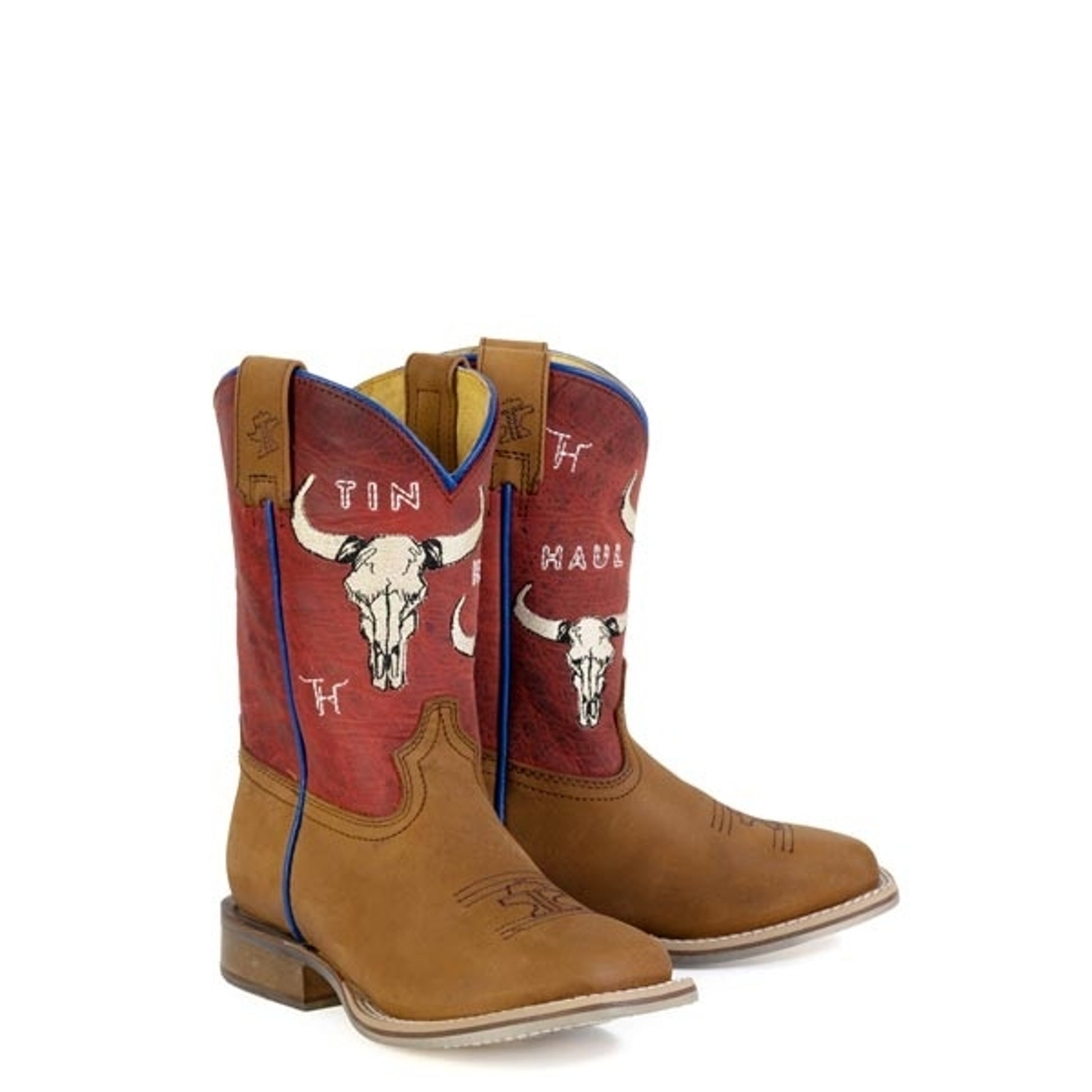 Tin Haul Big Kids Bullheaded Square Toe Bootss