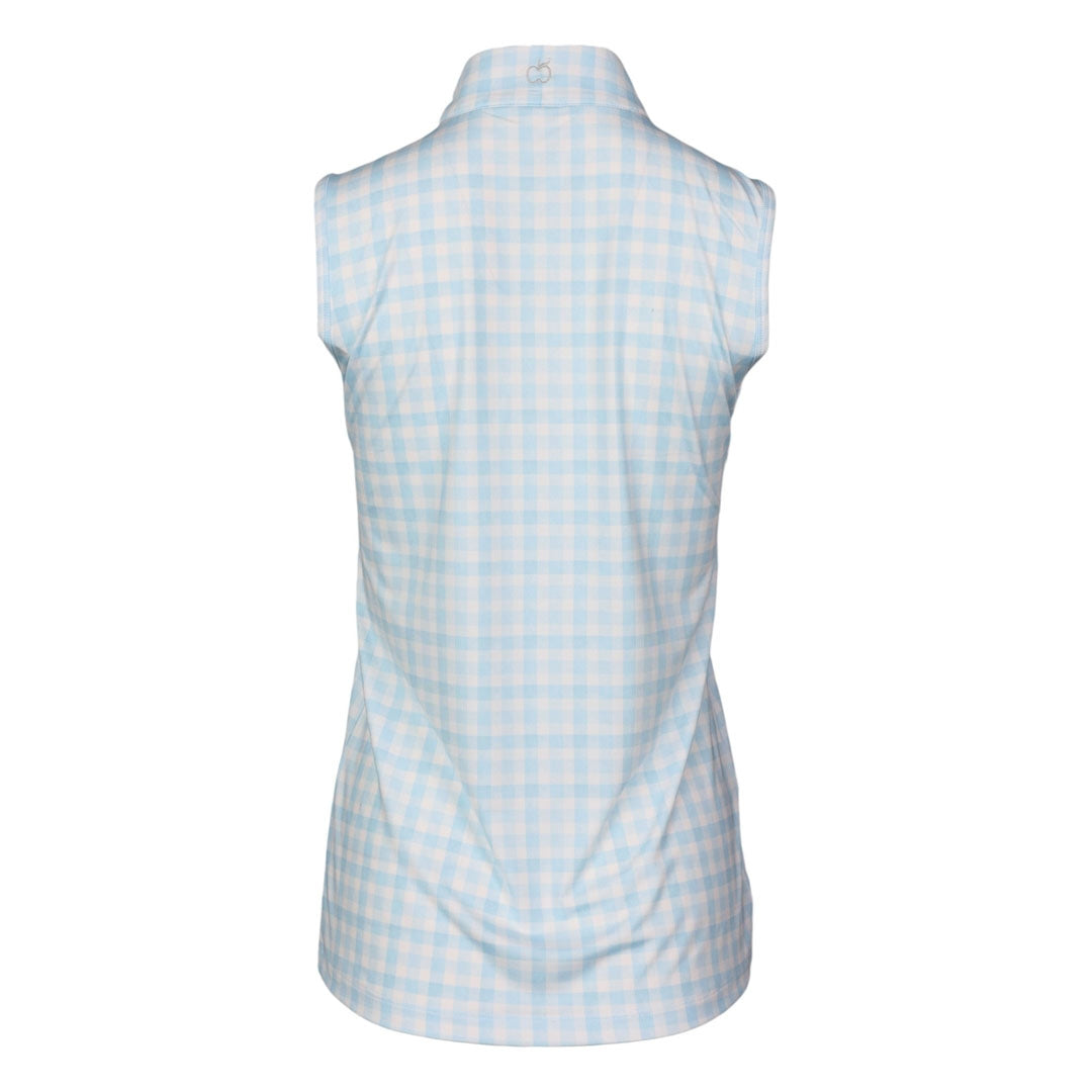 Dapplebay Ladies Gingham 1/4 Zip Sleeveless Riding Top
