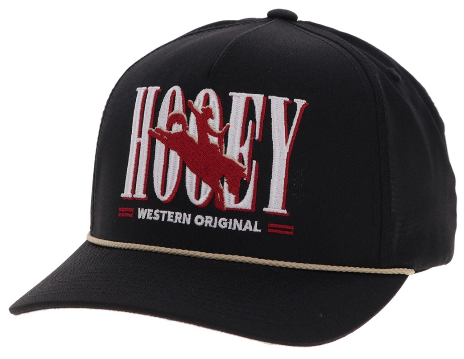 Wild Ride Black 5-Panel Trucker with Red / White Hooey Embroidery