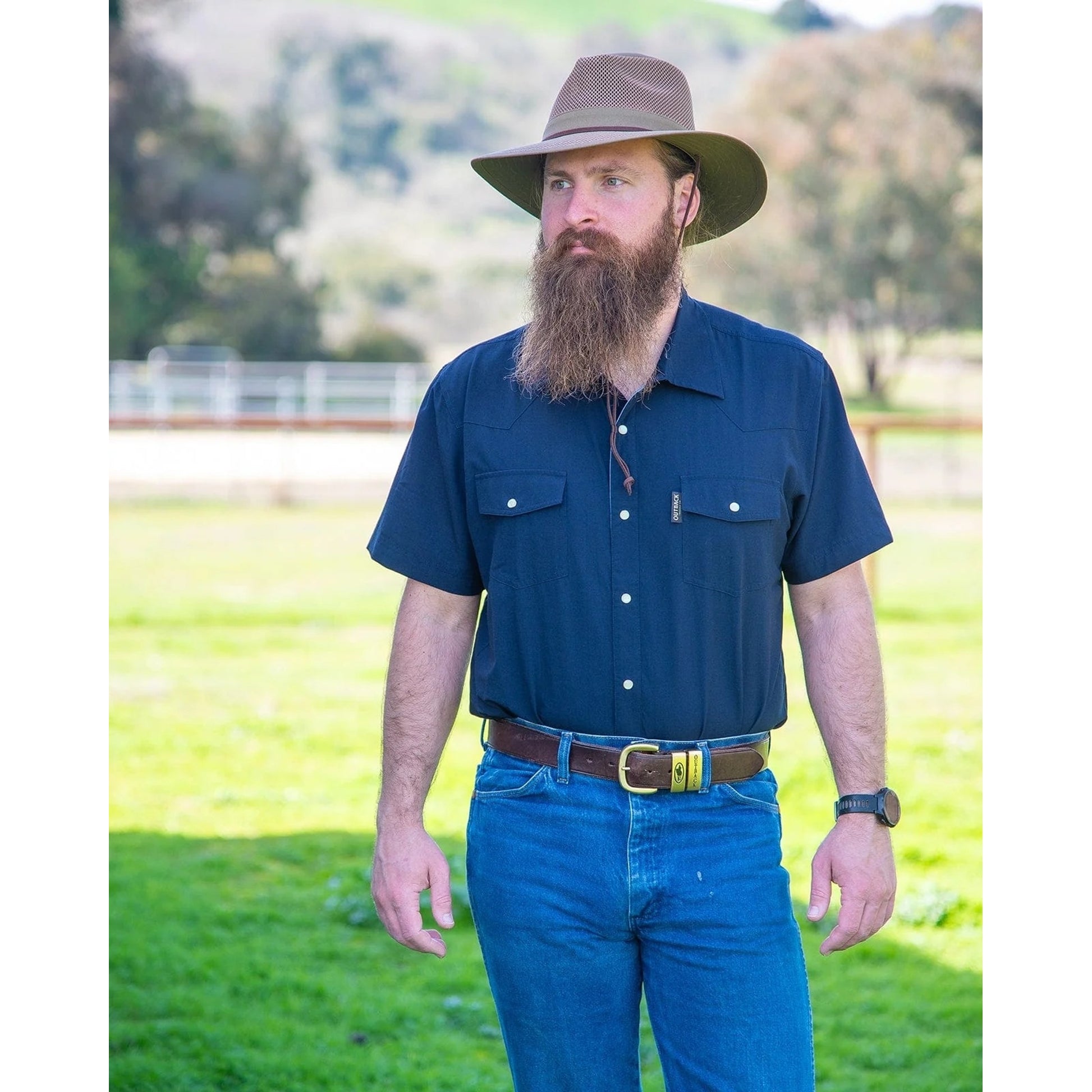 Outback Trading Mens Short Sleeve Moab Western Snap Bamboo Shirt