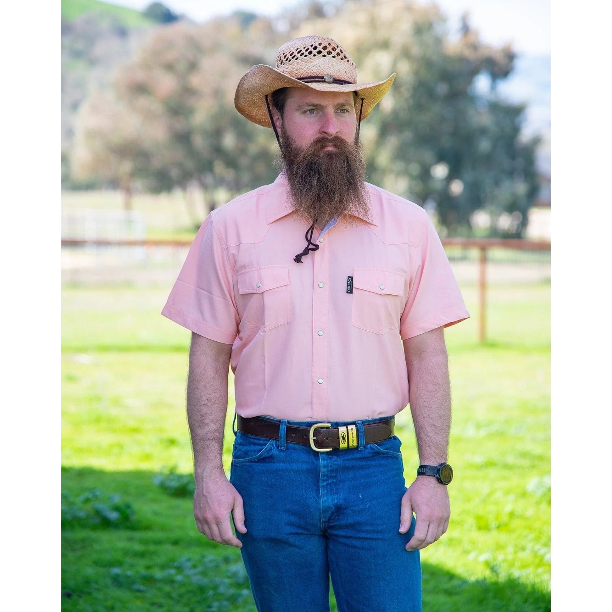 Outback Trading Mens Short Sleeve Moab Western Snap Bamboo Shirt