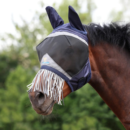Shires FlyGuard Pro Fine Mesh Fly Mask with Ears & Nose Fringe