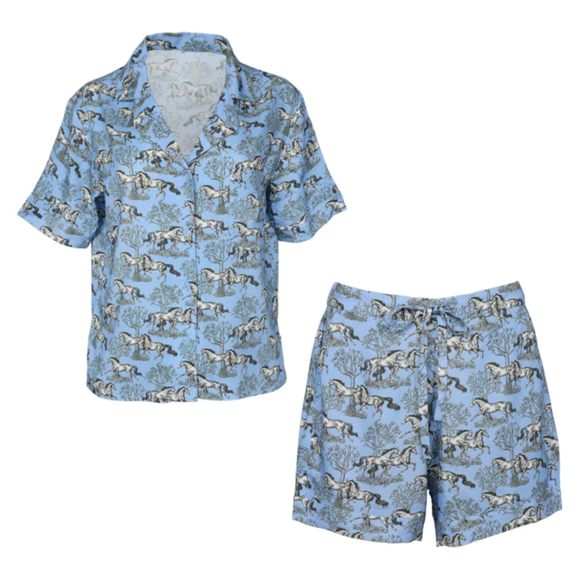 AWST Int'l Lila Loungewear Short Set-Blue Toile-L