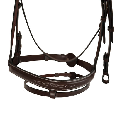 Huntley Equestrian Sedgwick Fancy Stitched Fixed Flash Noseband Bridle With Reins