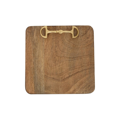Huntley Equestrian Wooden Square Tray with Gold Bit