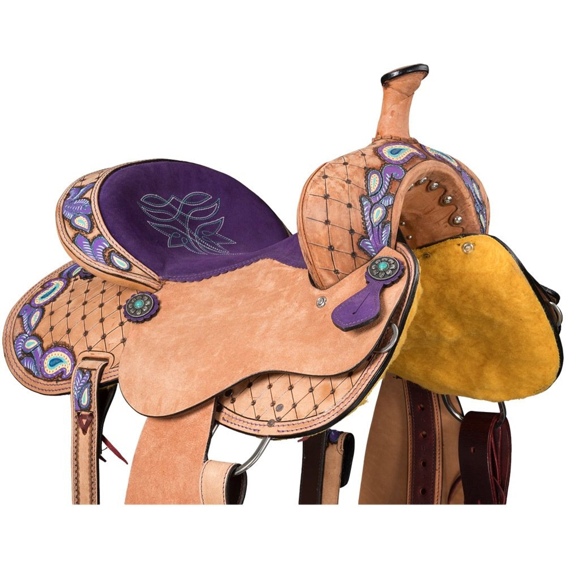 Tough1 Youth Purple Paisley Barrel Saddle