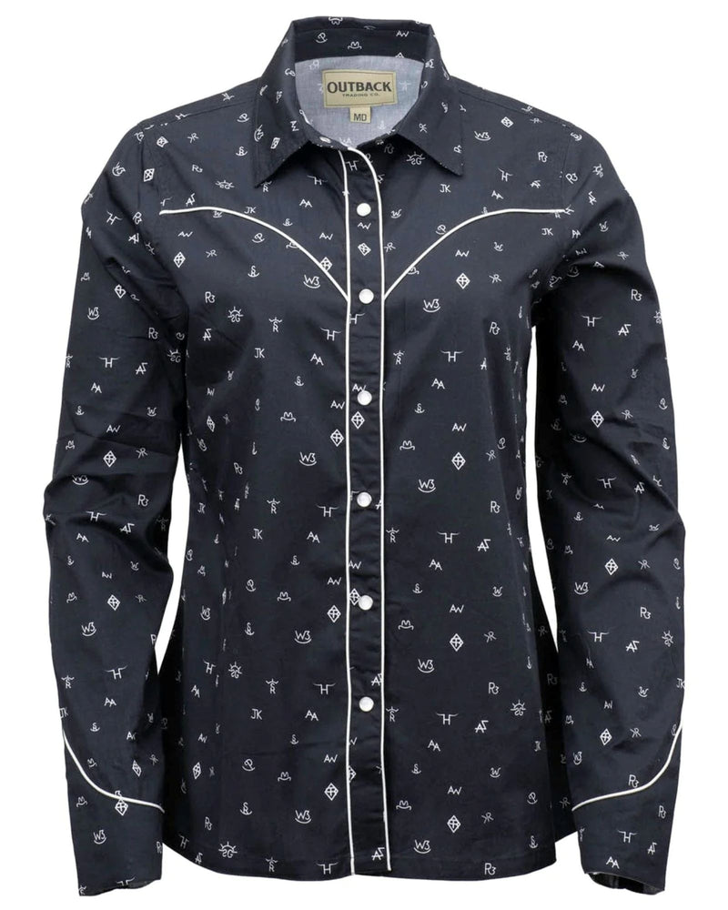 Outback Trading Ladies Cattle Brand Shirt