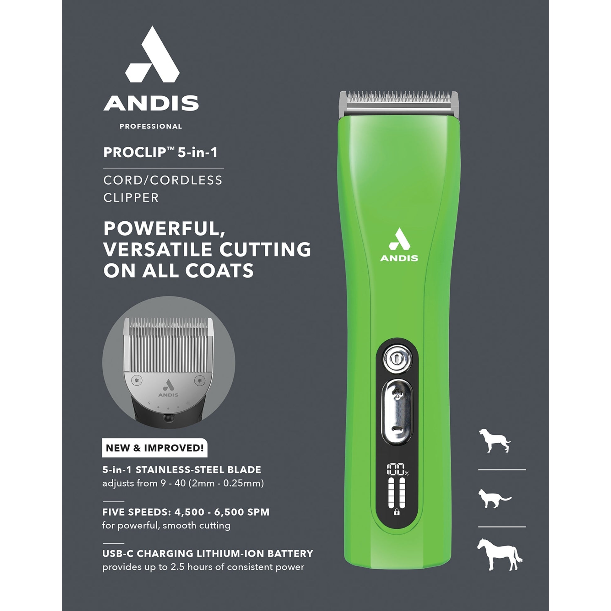 Andis ProClip 5-in-1 Cord/Cordless Clippers