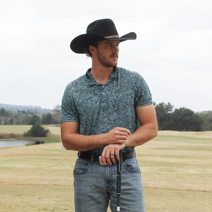 Hooey Mens "The Drive" Inkwell Polo with Cloud Blue