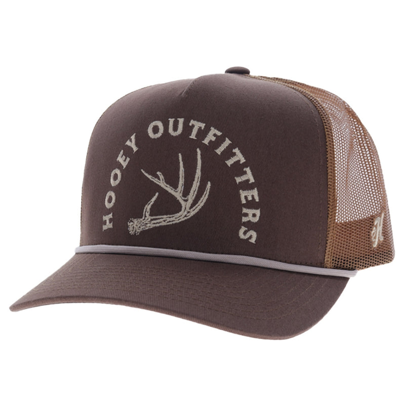 Hooey Shed 5-Panel Trucker Hat with Tan Embroidery Logo and Tan Bill