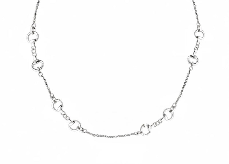 Equestrian Jewelry Brass Long Silver Snaffle Bit Necklace